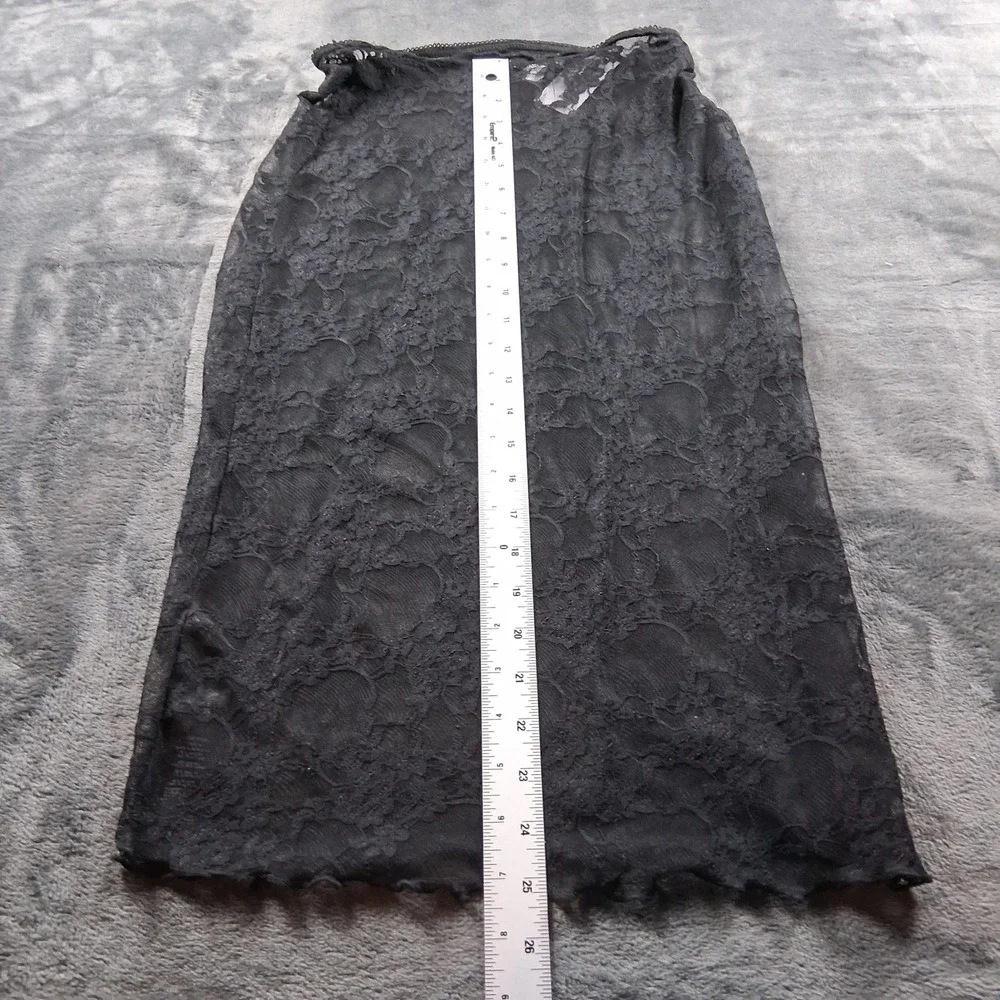 NWT Topshop Lace Midi Skirt Womens Size 4 Black Sheer Floral‎ Scalloped Hem